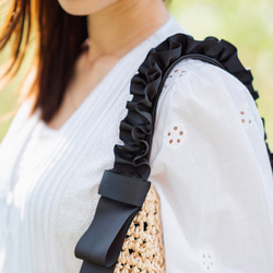 【まだまだ使える秋まで活躍】かごバッグ チクチクしない優しい肌触り 大人かわいい フリル ショルダーバッグ 人気 217 3枚目の画像