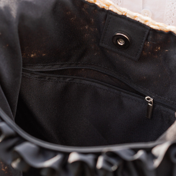 【まだまだ使える秋まで活躍】かごバッグ チクチクしない優しい肌触り 大人かわいい フリル ショルダーバッグ 人気 217 8枚目の画像