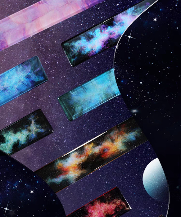 ハンドメイド 銀河 パームレスト 手作り リストレスト 宇宙 アームレスト レジンアート キーボード PC アクセサリー 7枚目の画像