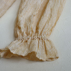 フリルカラー　ブラウス　イエローオレンジストライプ　フレンチリネン 7枚目の画像