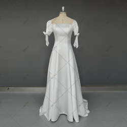 シンプル 可愛い 半袖 ウェディングドレス 結婚式ワンピース 721 2枚目の画像