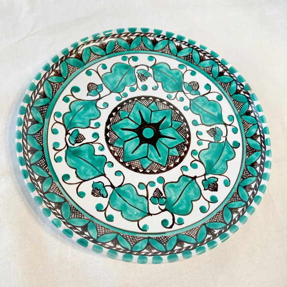 絵皿20cm GEO43 マヨリカ焼き  イタリア陶器　幾何学模様　飾り皿 2枚目の画像