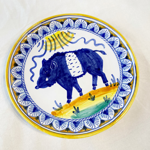 九谷焼　美陶窯　飾り絵皿　イノシシ 九谷焼 美陶窯 飾り絵皿 イノシシ 九谷焼美陶窯飾り絵皿イノシシ