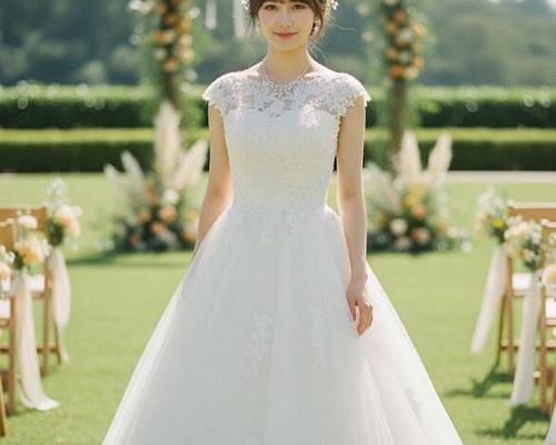 ウェディングドレス 結婚式 前撮り 二次会 挙式 花嫁ドレス 刺繍 肩