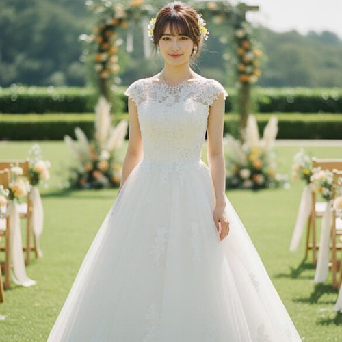 ウェディングドレス 結婚式 前撮り 二次会 挙式 花嫁ドレス 刺繍 肩