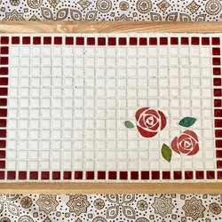 【受注販売】薔薇モザイクのカフェトレー 3枚目の画像