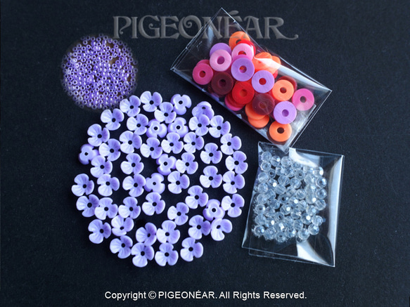 ★限定5花CapBeads6mm大入Set紫(3capA) 1枚目の画像