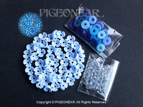 ★限定3花CapBeads6mm大入Set青(3capD) 1枚目の画像