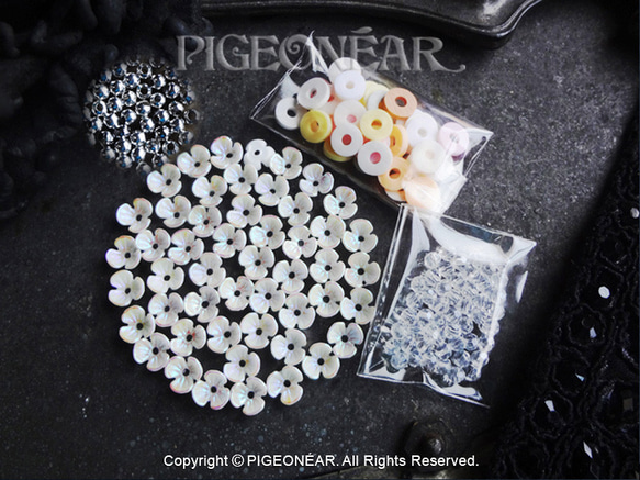 限定2花CapBeads6mm大入SetAB白(3capAB4) 1枚目の画像