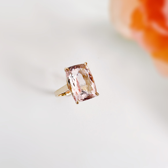 k18 上質　桜色　モルガナイト　5.03ct リング 8枚目の画像