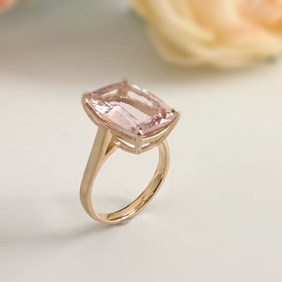 k18 上質　桜色　モルガナイト　5.03ct リング 10枚目の画像