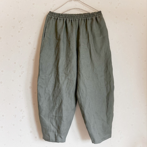 ミナペルホネン one day blue gray バルーンパンツ リネンパンツ 