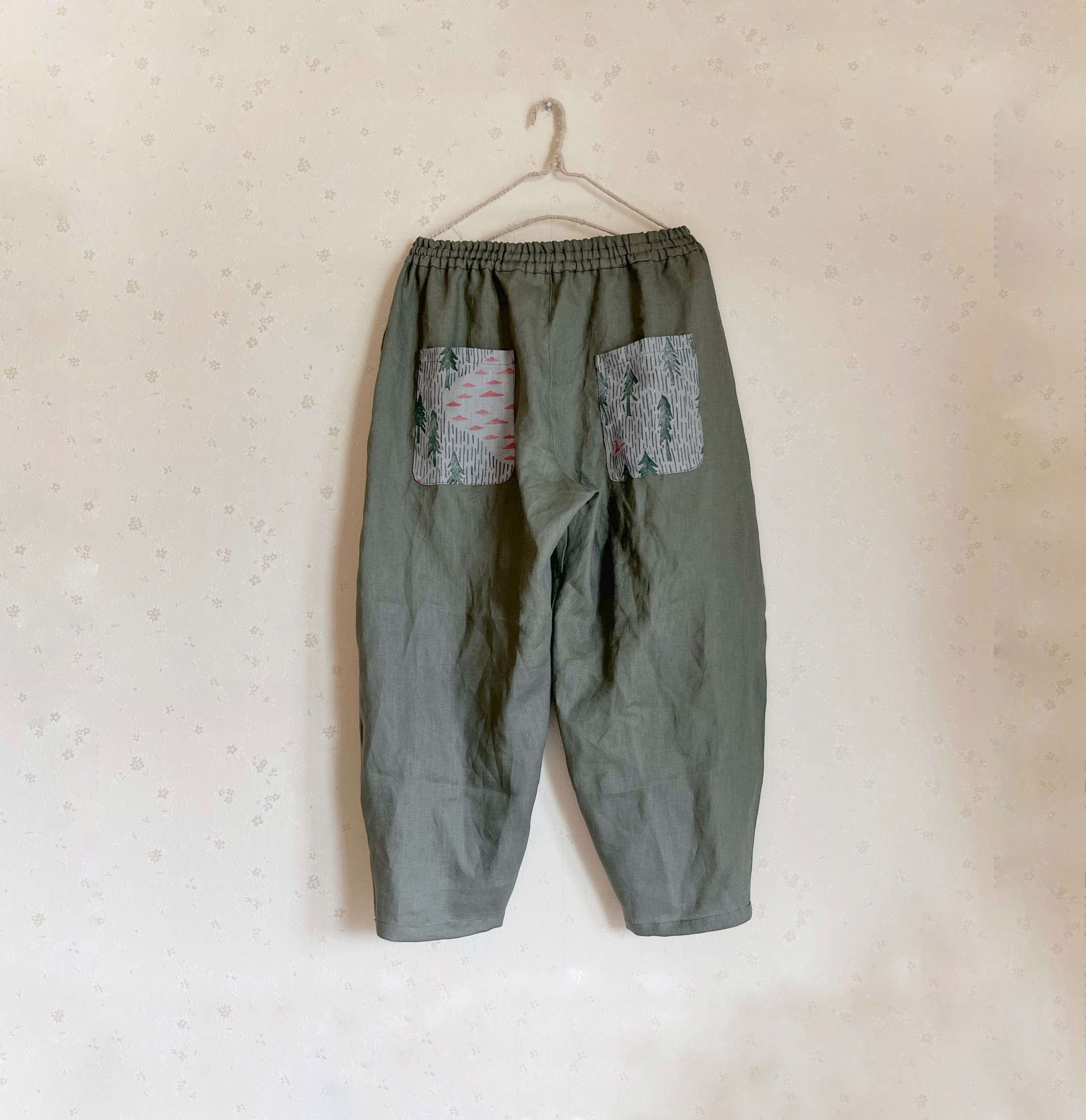 ミナペルホネンone day blue gray バルーンパンツリネンパンツ