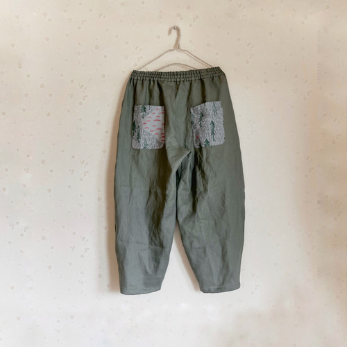 ミナペルホネン one day blue gray バルーンパンツ リネンパンツ  