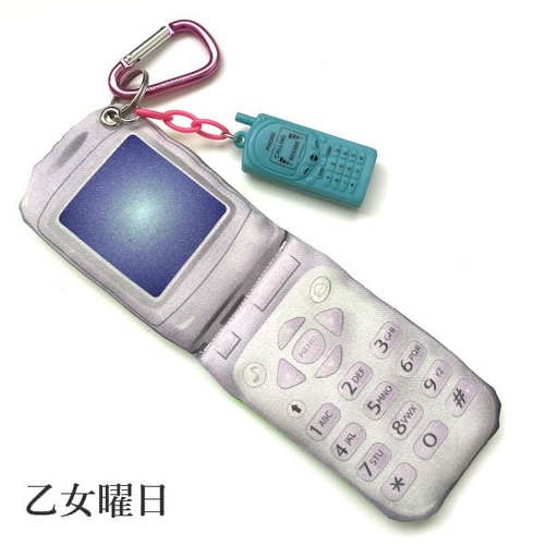レトロPOP♪携帯電話きーほるだー・折りたたみ キーリング 乙女