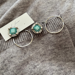 mint ×silver pearl×wave ring ピアス・イヤリング 4枚目の画像