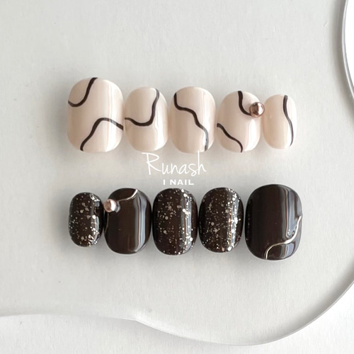 うねうねブラウン ♡ ネイルチップ ネイルチップ（つけ爪） Runash I  