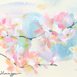 桜と風　-a【原画/A5/アクリル】インテリアアート 4枚目の画像