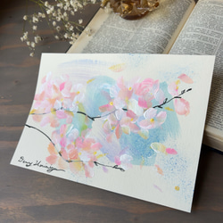 桜と風　-a【原画/A5/アクリル】インテリアアート 5枚目の画像