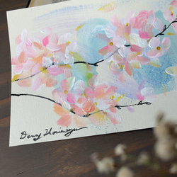 桜と風　-a【原画/A5/アクリル】インテリアアート 2枚目の画像