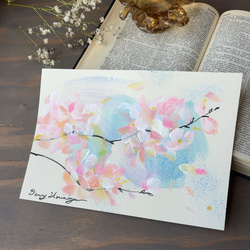 桜と風　-a【原画/A5/アクリル】インテリアアート 2枚目の画像