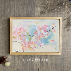 桜と風　-a【原画/A5/アクリル】インテリアアート 4枚目の画像
