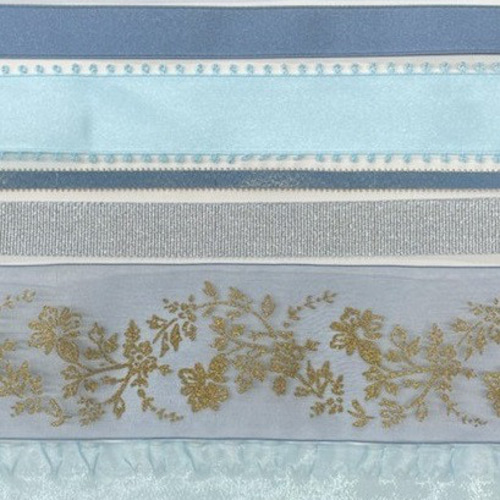 MOKUBA】木馬リボンセット 7種類×各1m 合計7m 青系／緑系／茶系