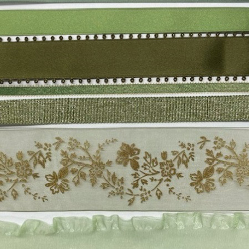 MOKUBA】木馬リボンセット 7種類×各1m 合計7m 青系／緑系／茶系