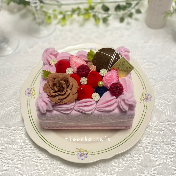 【2色セット】フェルトのケーキ　小物入れ 3枚目の画像