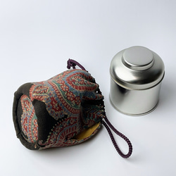 一点もの！インドカシミール古織布の仕覆　茶道・茶箱あそび・お茶会　ティータイム・インテリアに 【L-023】 8枚目の画像