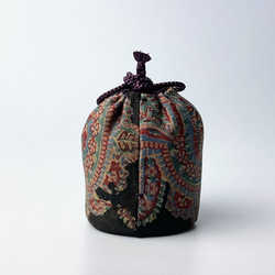 一点もの！インドカシミール古織布の仕覆　茶道・茶箱あそび・お茶会　ティータイム・インテリアに 【L-023】 5枚目の画像