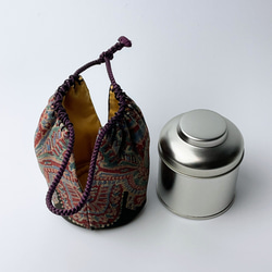 一点もの！インドカシミール古織布の仕覆　茶道・茶箱あそび・お茶会　ティータイム・インテリアに 【L-023】 3枚目の画像