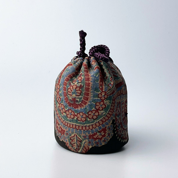 一点もの！インドカシミール古織布の仕覆　茶道・茶箱あそび・お茶会　ティータイム・インテリアに 【L-023】 6枚目の画像