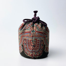 一点もの！インドカシミール古織布の仕覆　茶道・茶箱あそび・お茶会　ティータイム・インテリアに 【L-023】 1枚目の画像