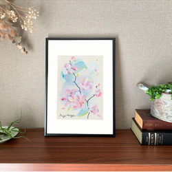 桜と風　　-d 【原画/A5/アクリル画】インテリアアート 6枚目の画像