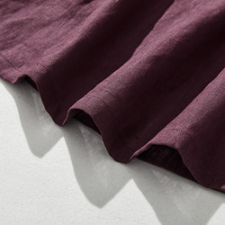 適合所有季節的 100% 亞麻襯衫連身裙，帶針褶，深紅色略帶紫色調 240318-3 第10張的照片