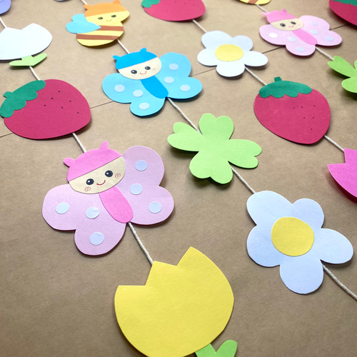 春 いっぱい ガーランド 4月 吊るし飾り 壁面飾り 壁面 ガーランド iam