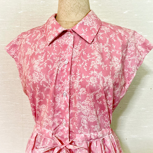 【セール中♪】花柄ミモレ丈シャツワンピース｜涼しげフレンチスリーブで大人可愛く◎ セール中♪】花柄ミモレ丈シャツワンピース｜涼しげフレンチ