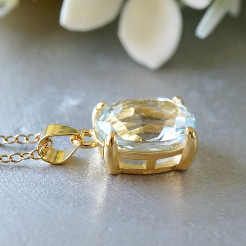 送料無料】3月誕生石 アクアマリン ペンダントトップ 18kgp シルバー