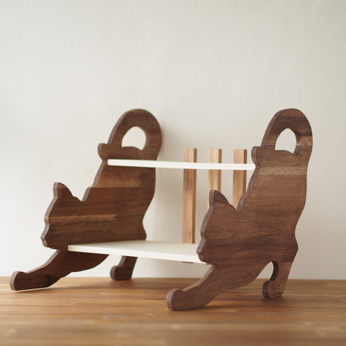 のびねこ 飾り棚／収納ラック／ミニシェルフ／猫家具／ねこ