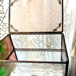 ステンドグラスのジュエリーBOX サンドブラスト 5枚目の画像