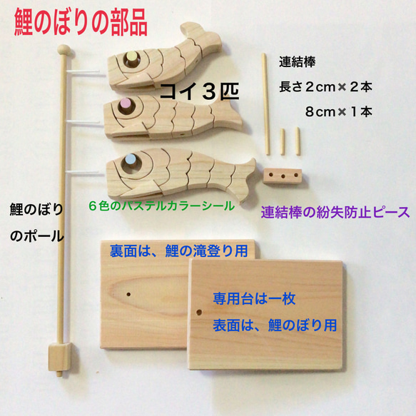 【即納】子供の日　鯉のぼり　鯉の滝登り　竜　木工ハンドメイド 9枚目の画像