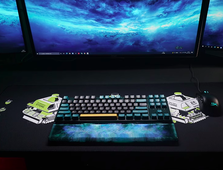 ハンドメイド 銀河 パームレスト 手作り リストレスト 宇宙 アームレスト レジンアート キーボード PC アクセサリー