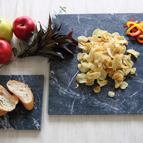 大理石のお皿【gサイズ：116×88mm】 -ブラック／グレイ／ホワイト