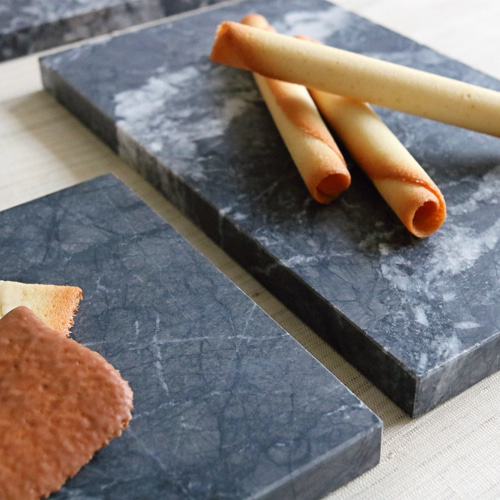 大理石のお皿【hサイズ：388×388mm】 -ブラック／グレイ／ホワイト