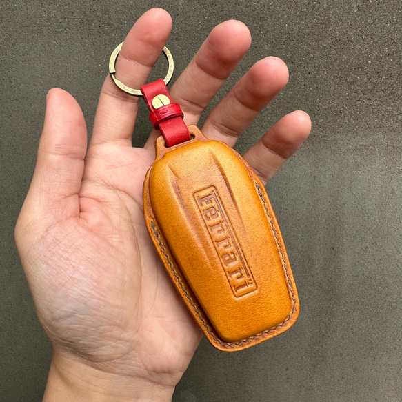 Ferrari Wax leather レザーキースーツ キーケース 革製品 スマートキーケース 名入れ 第4張的照片