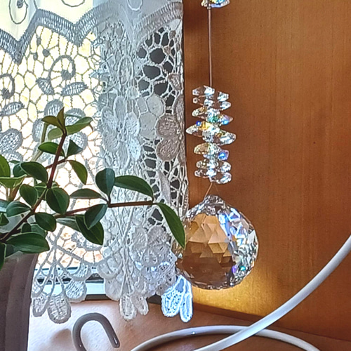 50mmスタンド型 スワロフスキーオーロラ ハートサンキャッチャー サン