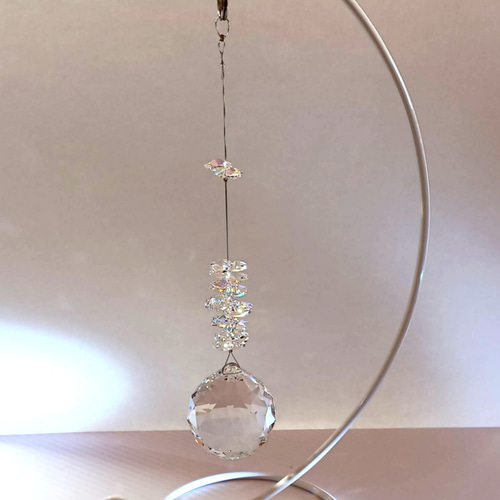 50mmスタンド型 スワロフスキーオーロラ ハートサンキャッチャー サン