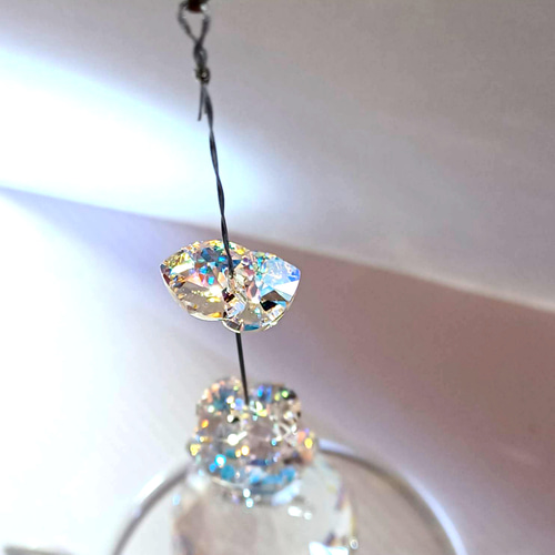 50mmスタンド型 スワロフスキーオーロラ ハートサンキャッチャー サン