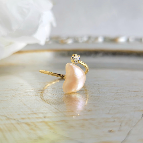 レジンヘアゴム オレンジ三日月シェル濃淡